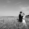 photographie mariage Seine et Marne en noir et blanc dans les champs de blés